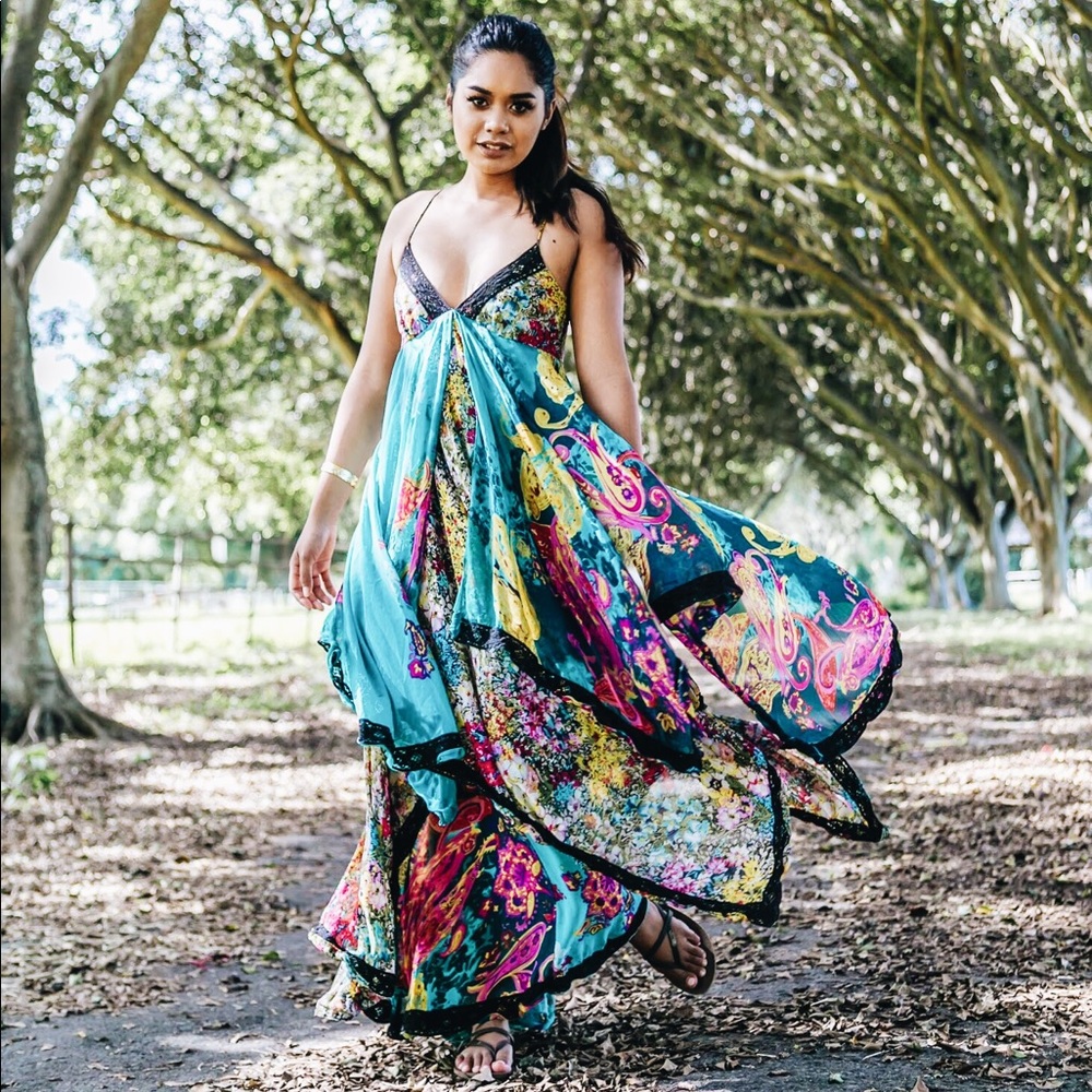 Layered paisley maxi dress